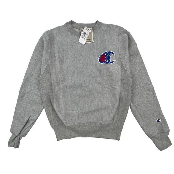 New Champion Men Grey Sweatshirt Crewneck Long Sleeve Pullover Logo US XS - Picture 2 of 10